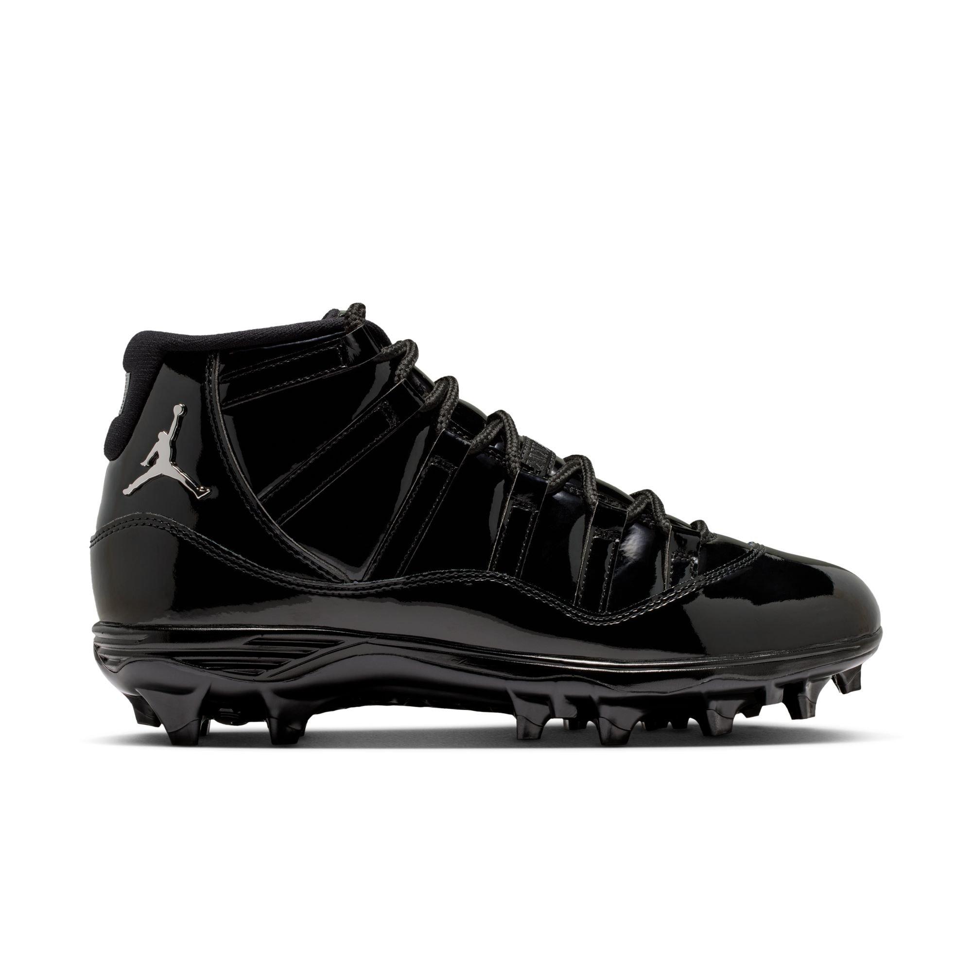 Jordan 11 Mid TD "Metallic Silver" Men's Football Cleat - BLACK